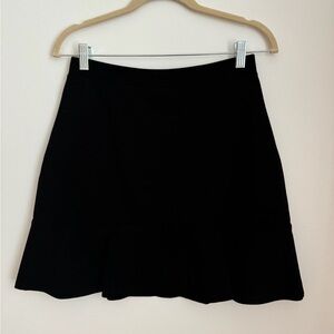 LOFT Solid Black A-Line Flare Mini Skirt Size Small Petite